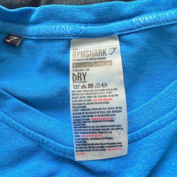 Gymshark Ombre Long Sleeve Blue Stretchy Lightweight Long Sleeve T Shirt Sz L - Picture 9 of 9